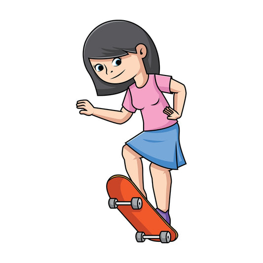 Girl skateboarding. PNG - JPG and vector EPS file formats (infinitely scalable). Image isolated on transparent background.