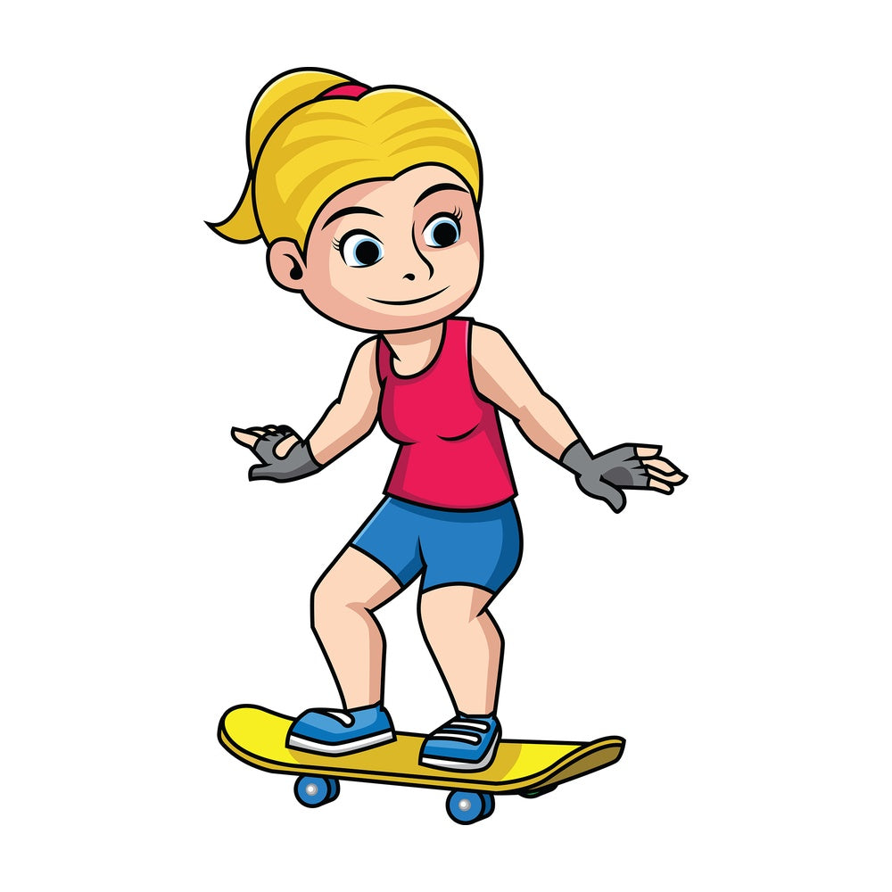 Woman skateboarding. PNG - JPG and vector EPS file formats (infinitely scalable). Image isolated on transparent background.