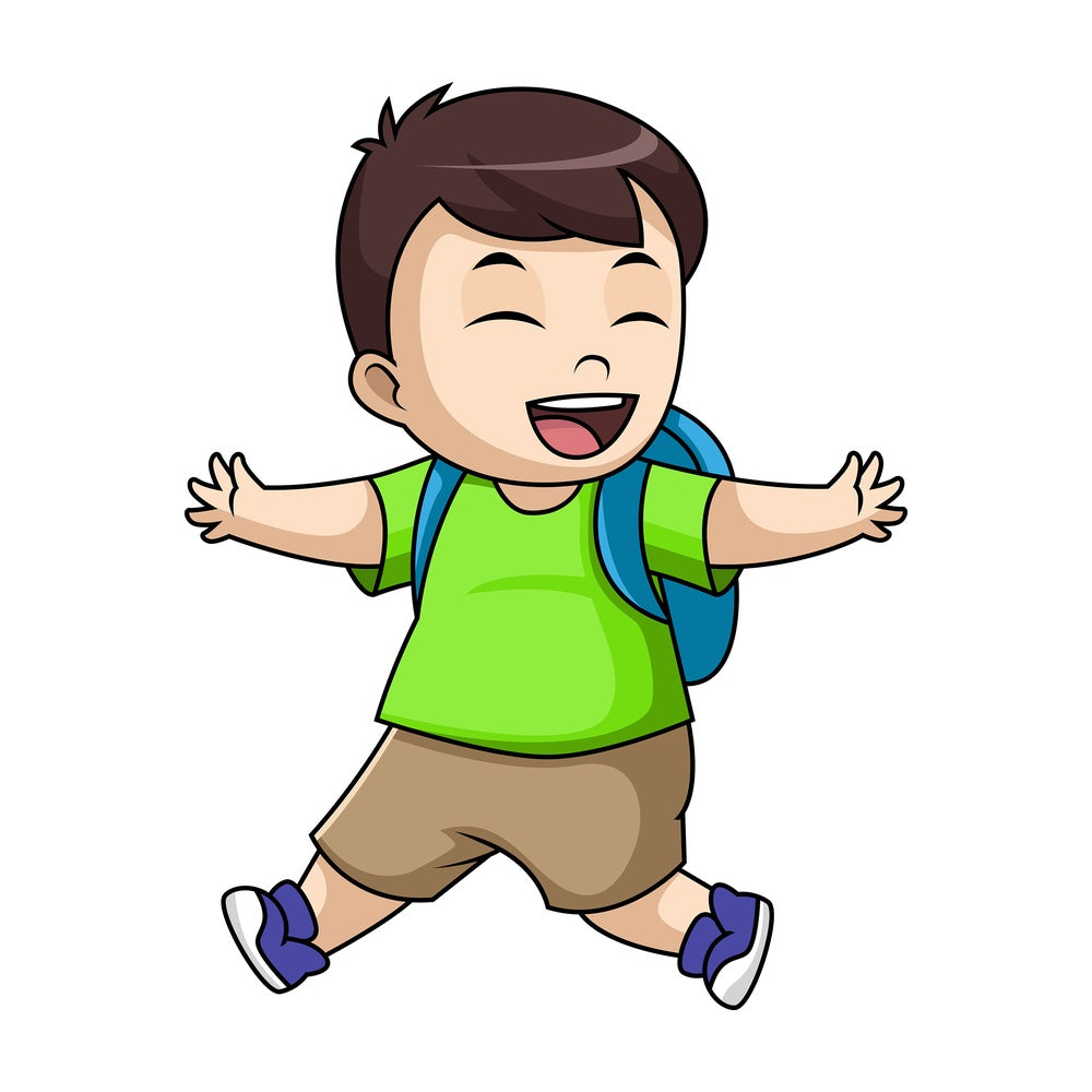 Happy boy school student. PNG - JPG and vector EPS file formats (infinitely scalable). Image isolated on transparent background.