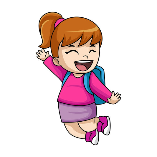 Happy girl school student. PNG - JPG and vector EPS file formats (infinitely scalable). Image isolated on transparent background.