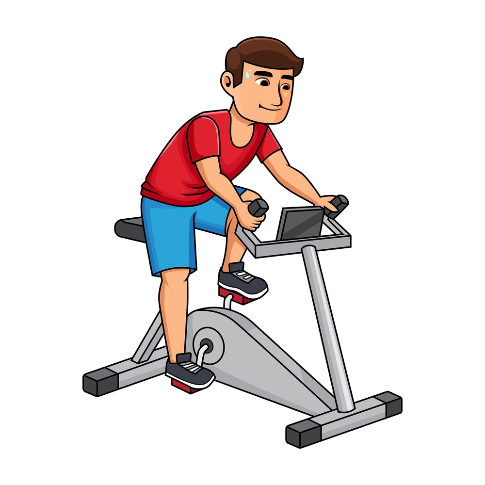 Man riding stationary bike. PNG - JPG and vector EPS file formats (infinitely scalable). Image isolated on transparent background.