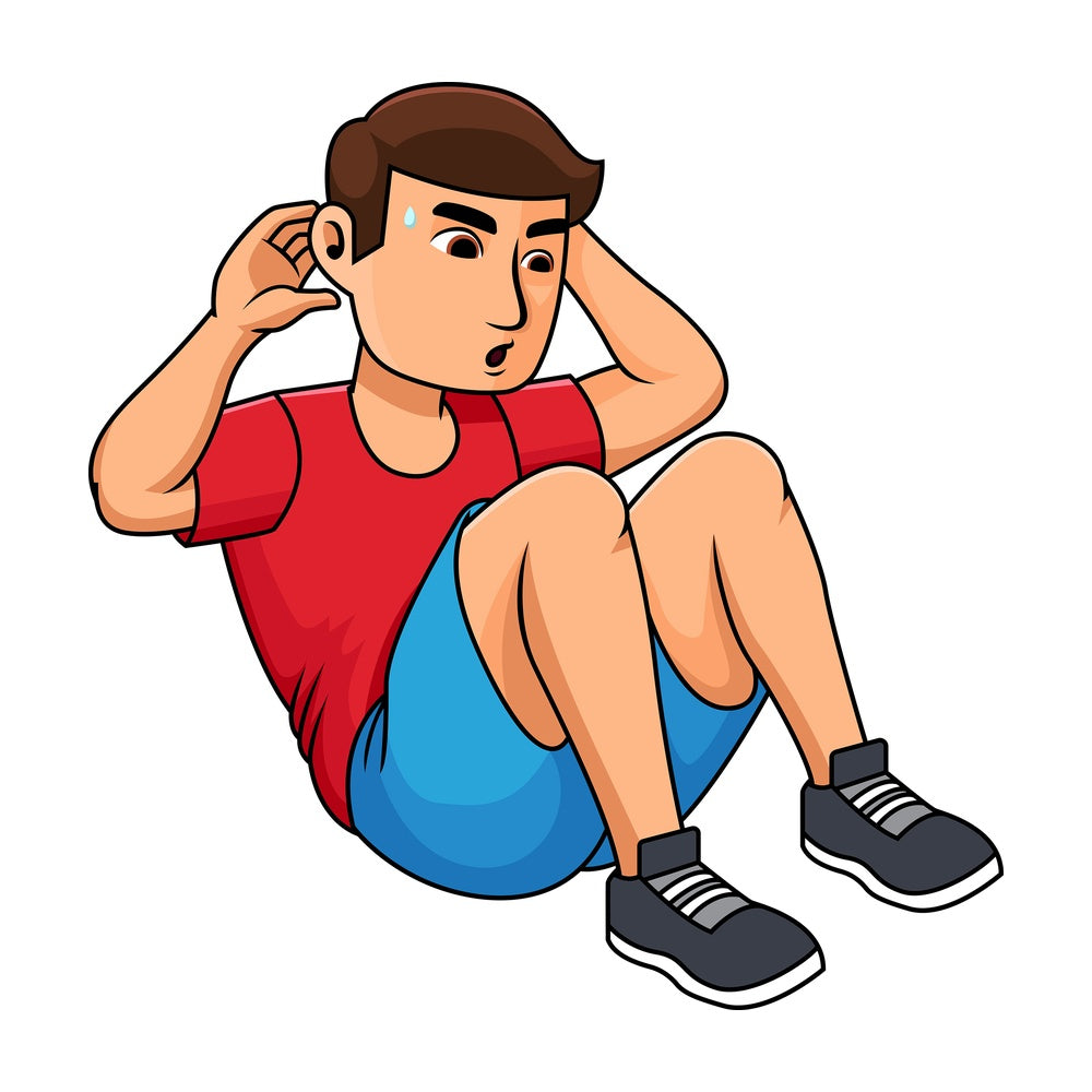 Man doing sit ups. PNG - JPG and vector EPS file formats (infinitely scalable). Image isolated on transparent background.