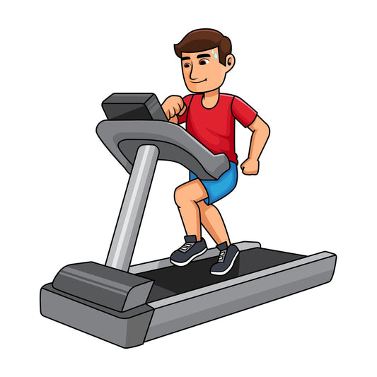 Man exercising on a treadmill. PNG - JPG and vector EPS file formats (infinitely scalable). Image isolated on transparent background.