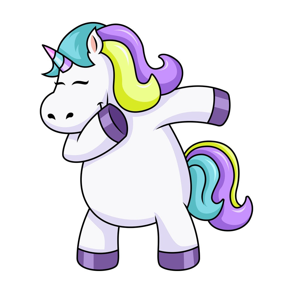 Chubby unicorn dabbing. PNG - JPG and vector EPS file formats (infinitely scalable). Image isolated on transparent background.