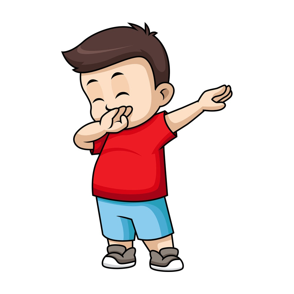 Dabbing little boy. PNG - JPG and vector EPS file formats (infinitely scalable). Image isolated on transparent background.