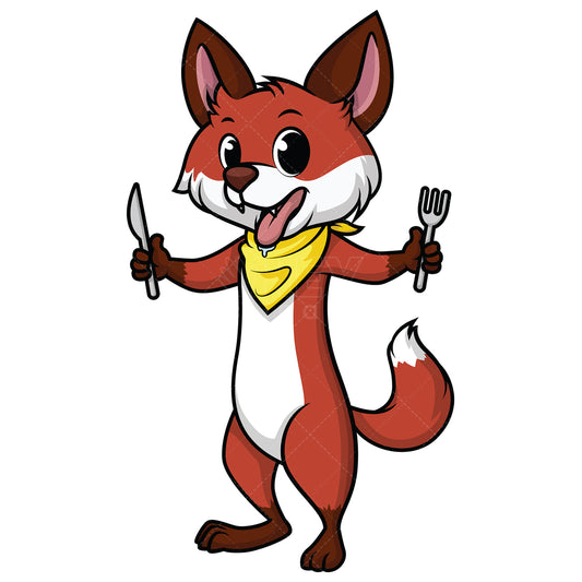 Royalty-free stock vector illustration of a hungry fox.