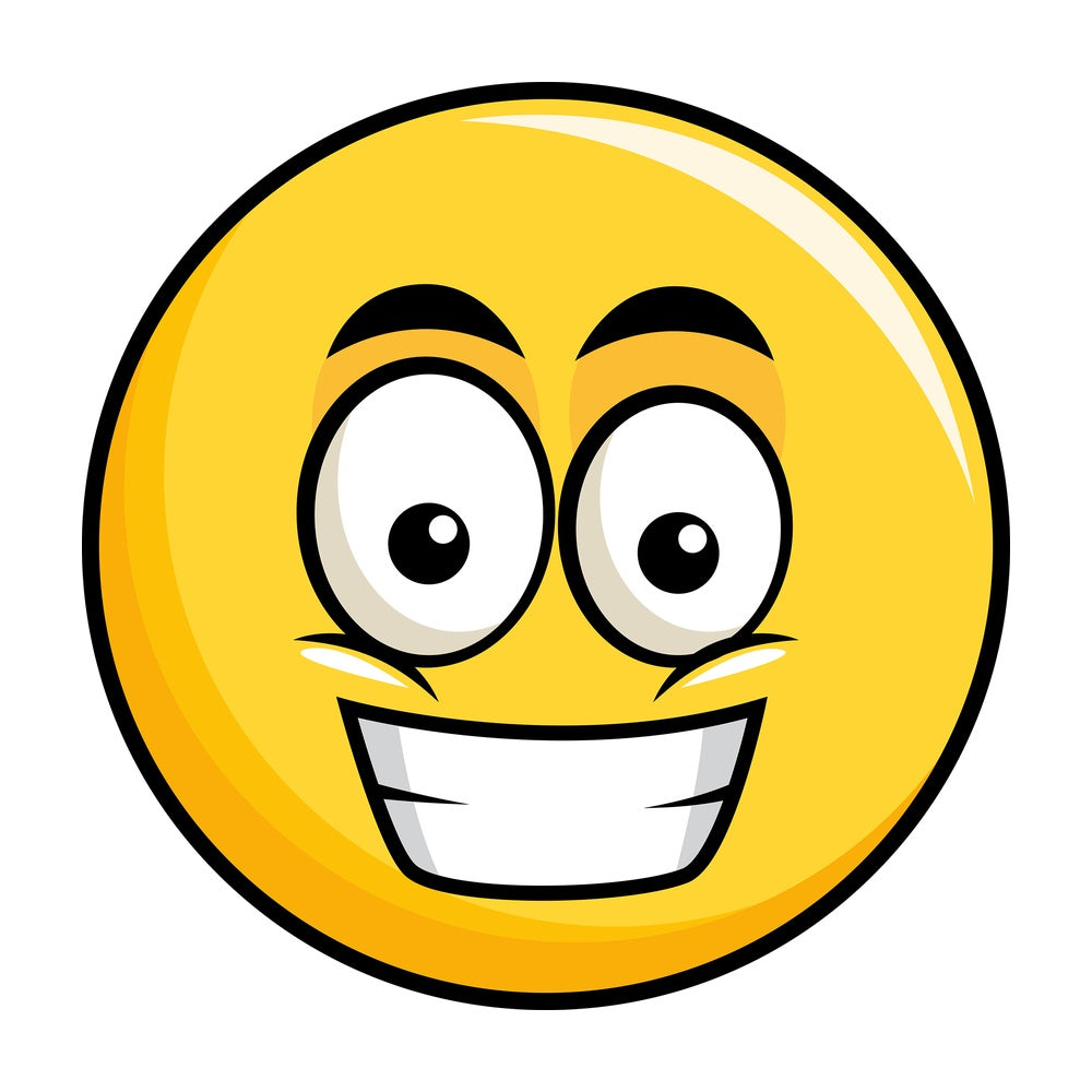 Grinning yellow smiley emoticon. PNG - JPG and vector EPS file formats (infinitely scalable). Image isolated on transparent background.