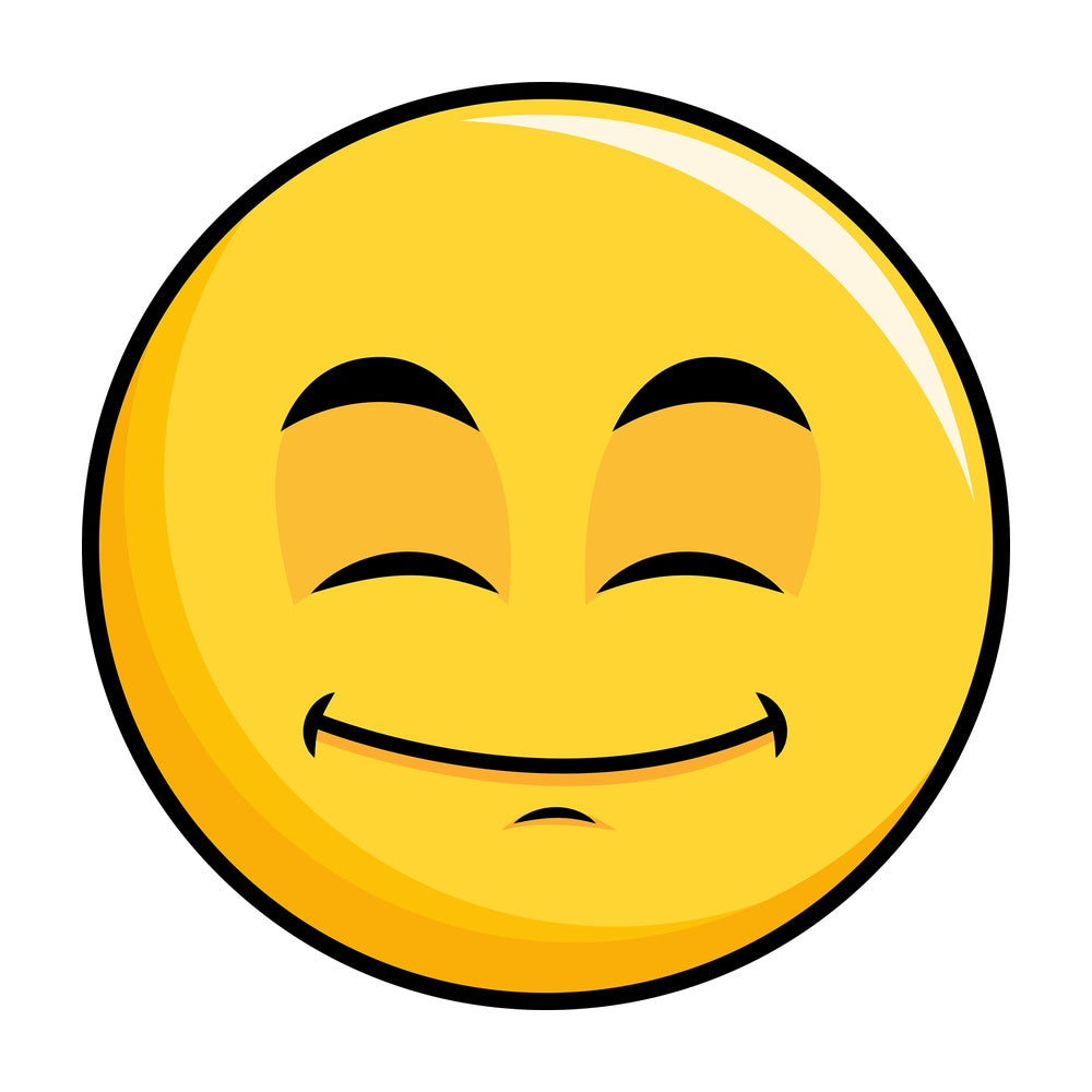 Happy looking yellow smiley emoticon. PNG - JPG and vector EPS file formats (infinitely scalable). Image isolated on transparent background.