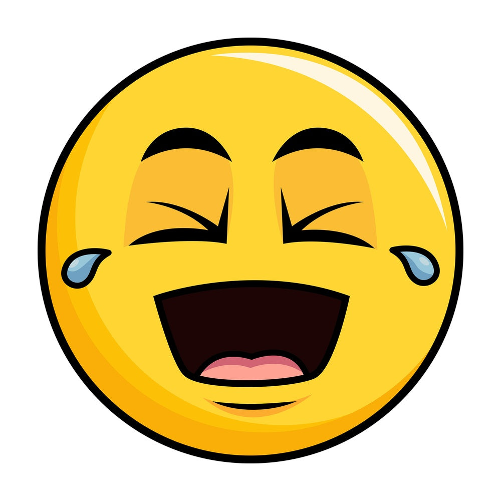 Laughing lol yellow smiley emoticon. PNG - JPG and vector EPS file formats (infinitely scalable). Image isolated on transparent background.