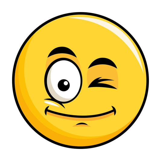 Winking yellow smiley emoticon. PNG - JPG and vector EPS file formats (infinitely scalable). Image isolated on transparent background.