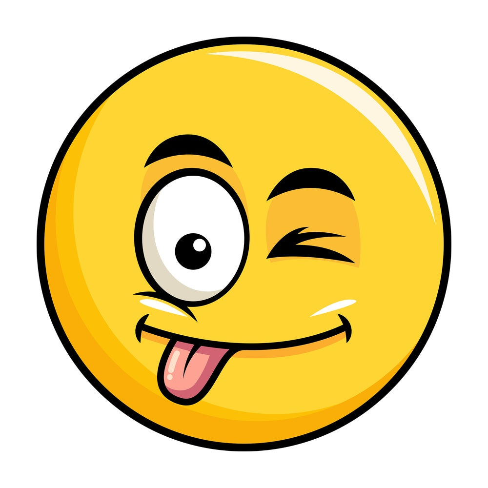Winking tongue out yellow smiley emoticon. PNG - JPG and vector EPS file formats (infinitely scalable). Image isolated on transparent background.