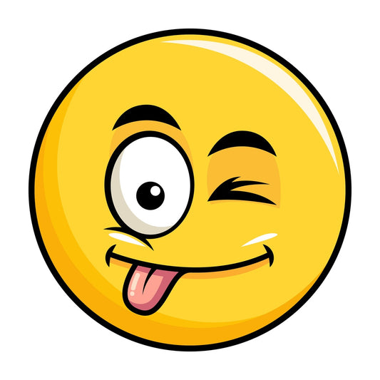 Winking tongue out yellow smiley emoticon. PNG - JPG and vector EPS file formats (infinitely scalable). Image isolated on transparent background.