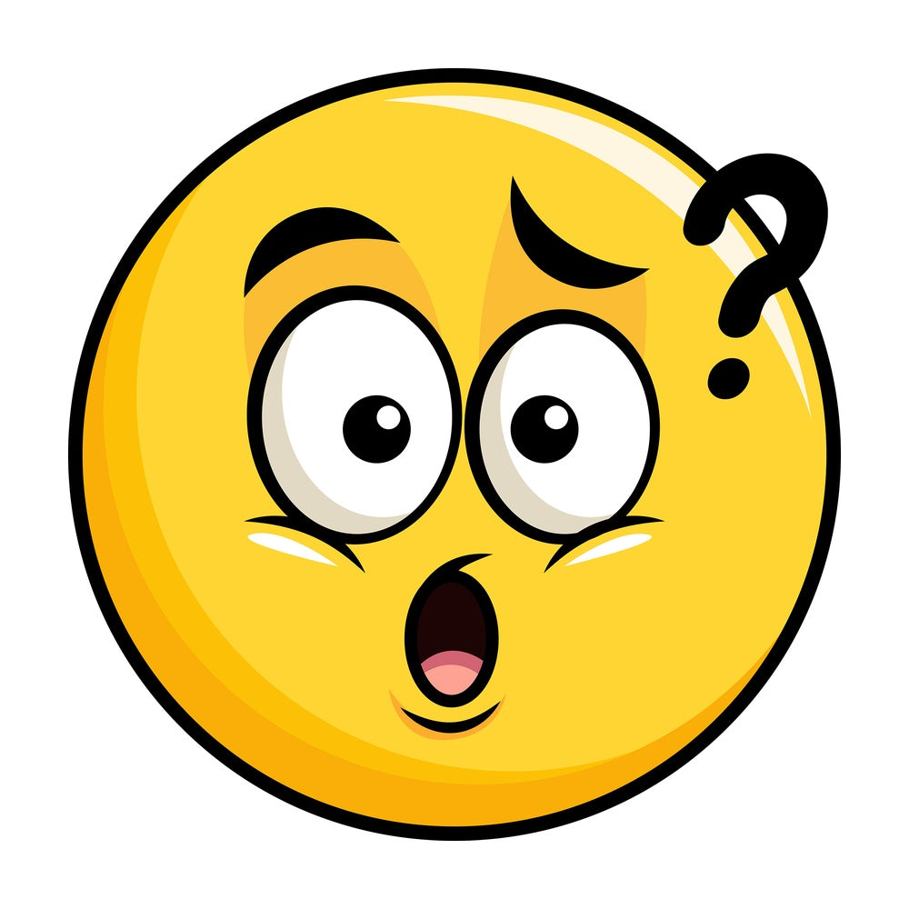 Confused yellow smiley emoticon. PNG - JPG and vector EPS file formats (infinitely scalable). Image isolated on transparent background.