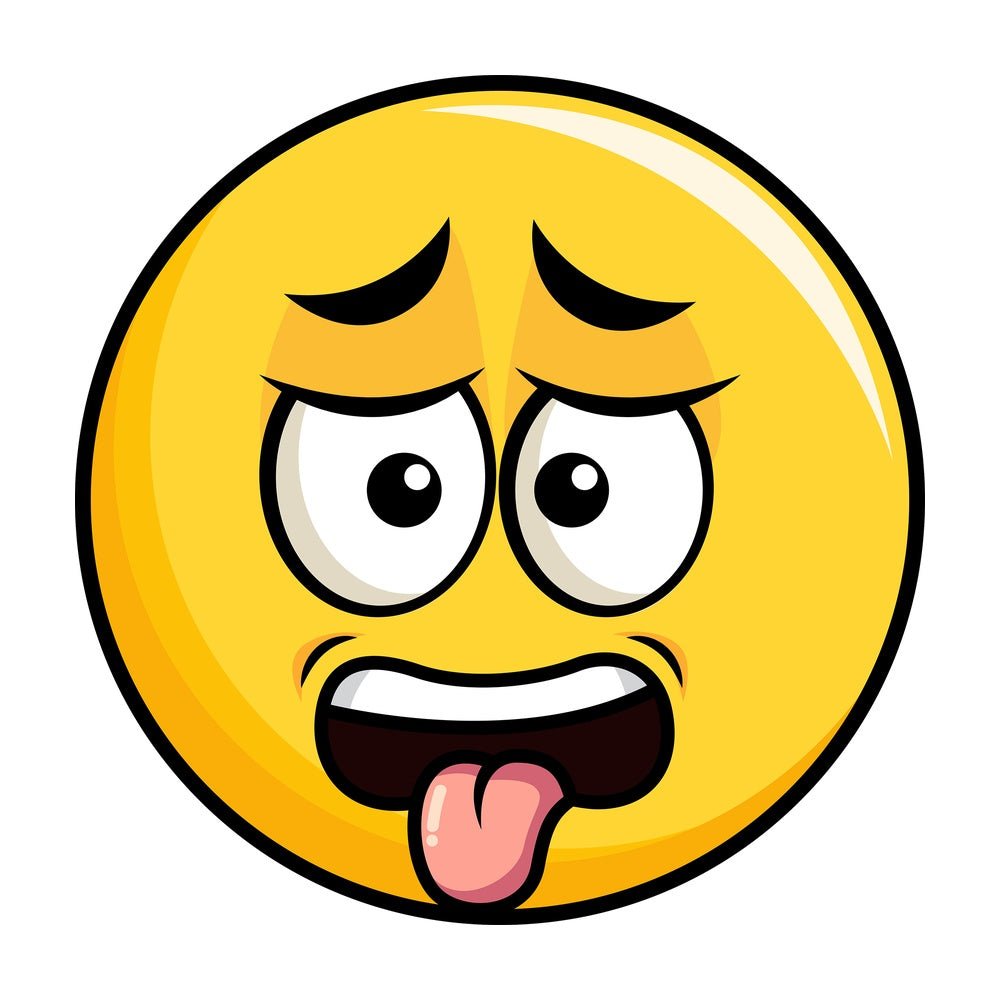 Disgusted yellow smiley emoticon. PNG - JPG and vector EPS file formats (infinitely scalable). Image isolated on transparent background.