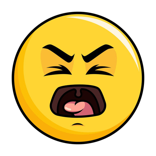 Yelling yellow smiley emoticon. PNG - JPG and vector EPS file formats (infinitely scalable). Image isolated on transparent background.