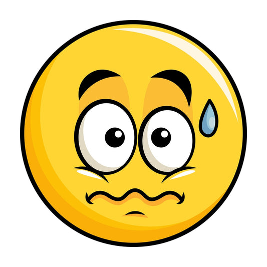 Nervous yellow smiley emoticon. PNG - JPG and vector EPS file formats (infinitely scalable). Image isolated on transparent background.