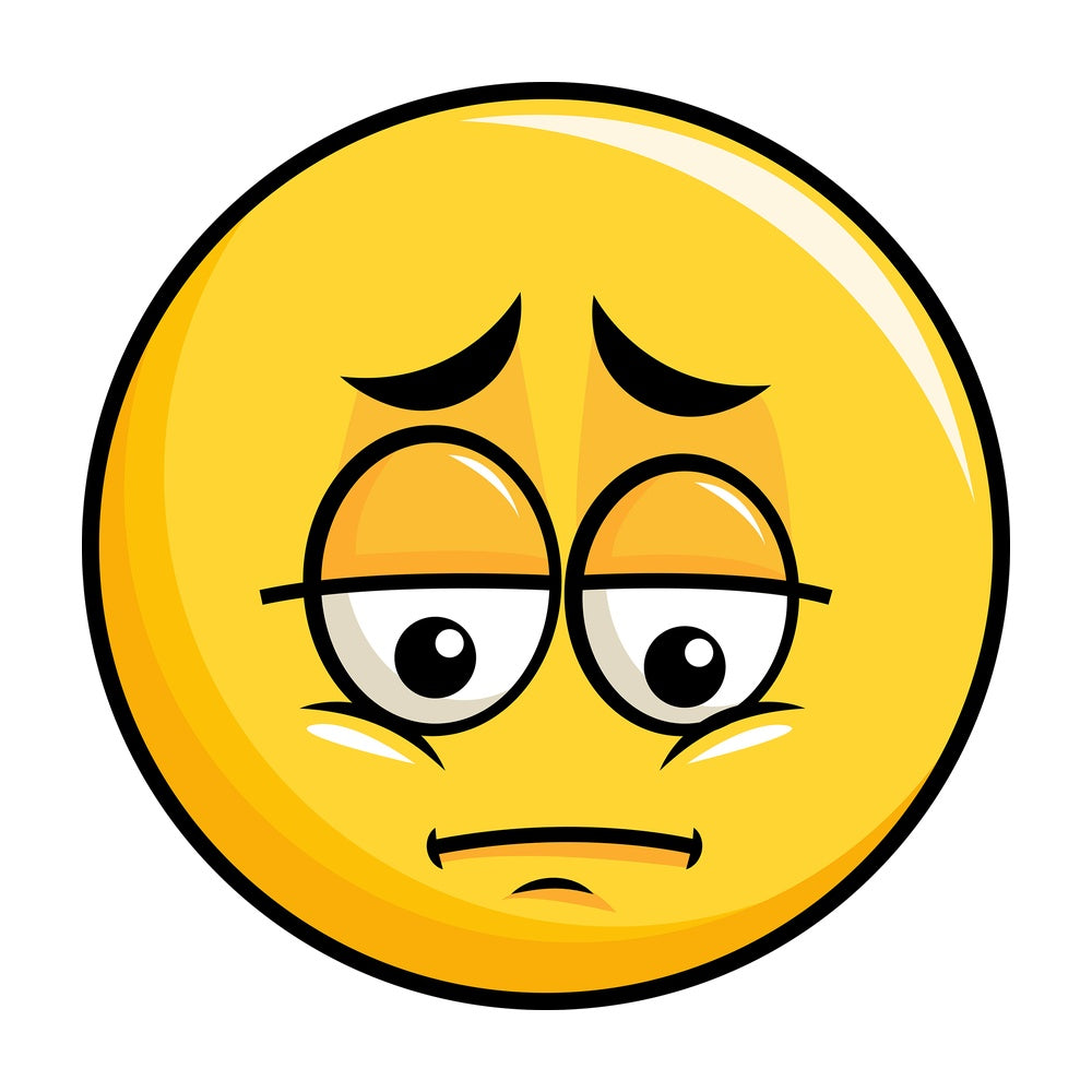 Depressed yellow smiley emoticon. PNG - JPG and vector EPS file formats (infinitely scalable). Image isolated on transparent background.