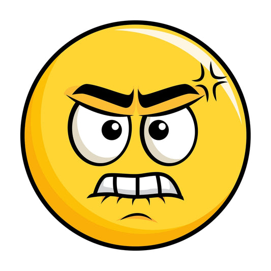 Angry yellow smiley emoticon. PNG - JPG and vector EPS file formats (infinitely scalable). Image isolated on transparent background.