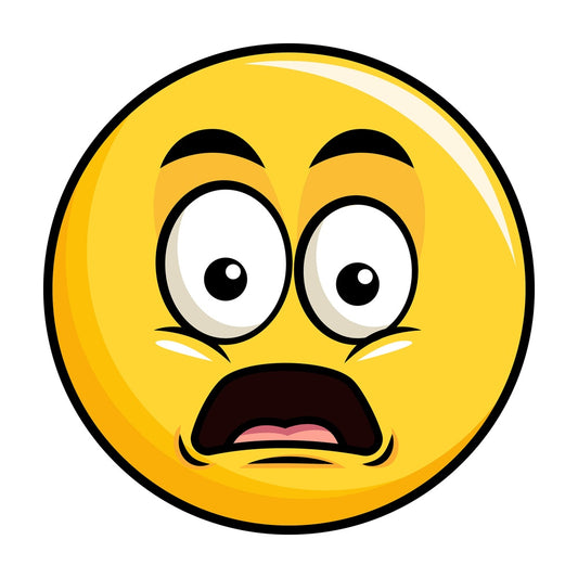Shocked yellow smiley emoticon. PNG - JPG and vector EPS file formats (infinitely scalable). Image isolated on transparent background.