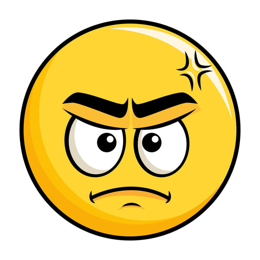 Annoyed yellow smiley emoticon. PNG - JPG and vector EPS file formats (infinitely scalable). Image isolated on transparent background.