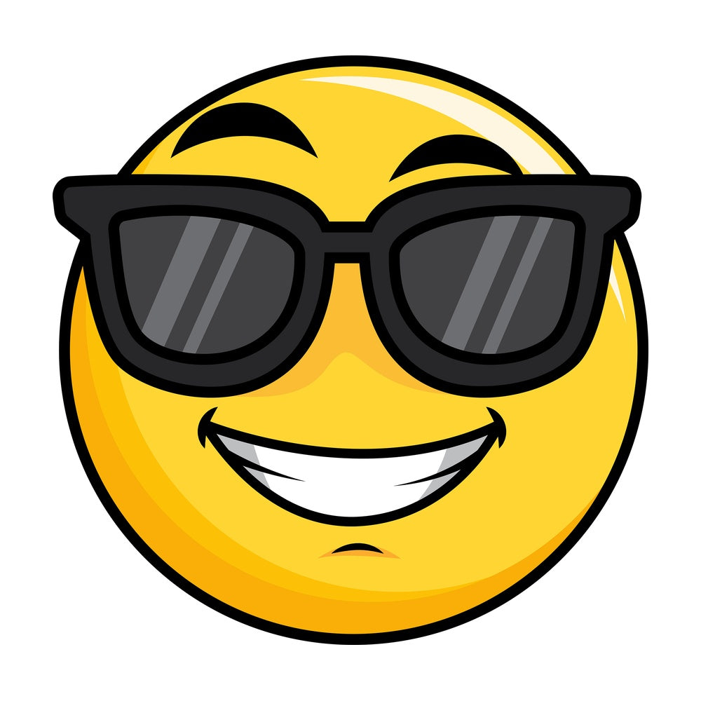 Cool yellow smiley with sunglasses. PNG - JPG and vector EPS file formats (infinitely scalable). Image isolated on transparent background.