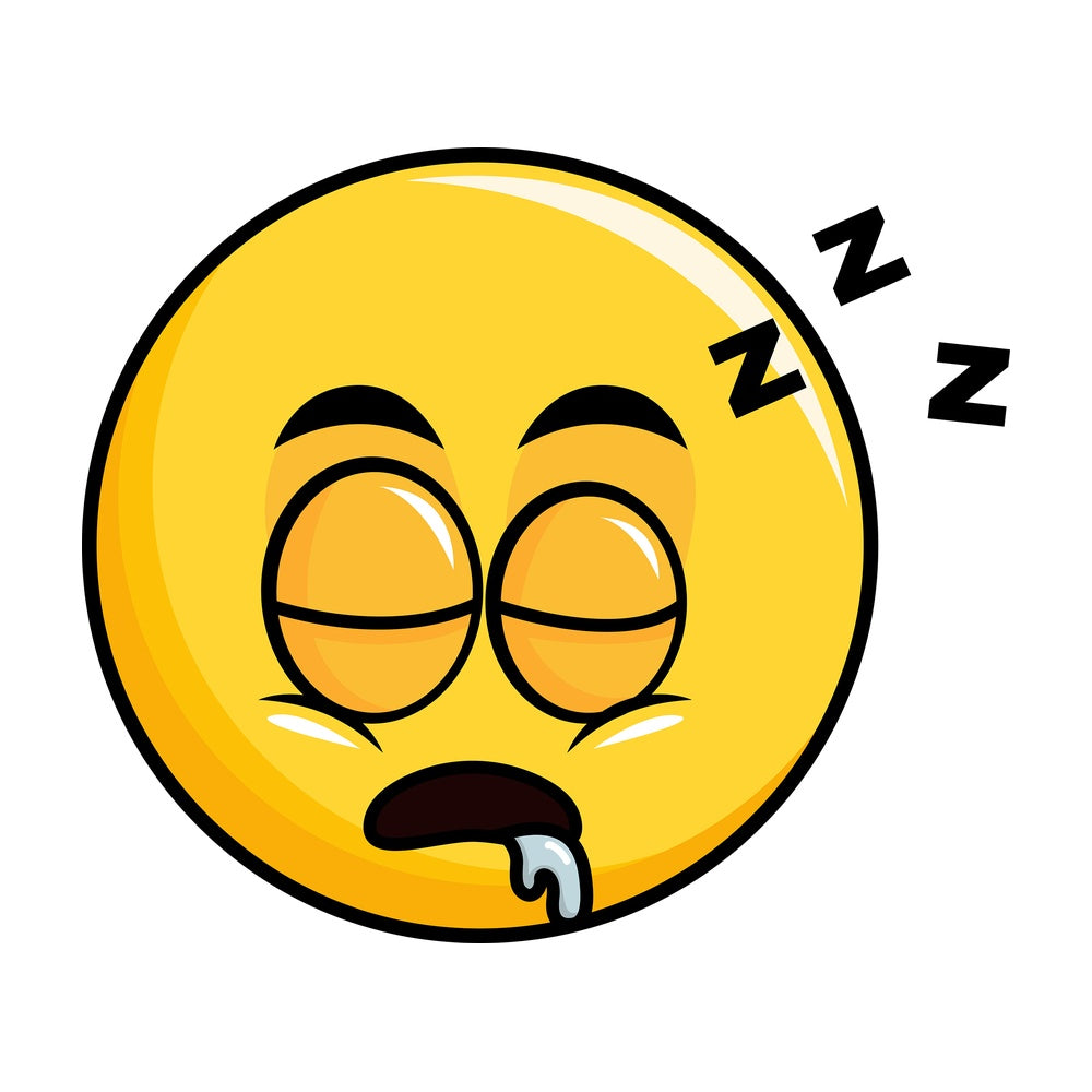 Sleeping yellow smiley emoticon. PNG - JPG and vector EPS file formats (infinitely scalable). Image isolated on transparent background.