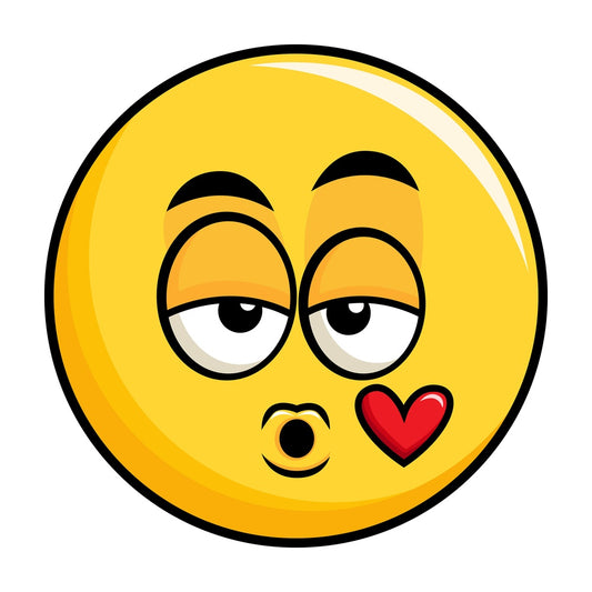 Yellow smiley blowing a kiss emoticon. PNG - JPG and vector EPS file formats (infinitely scalable). Image isolated on transparent background.