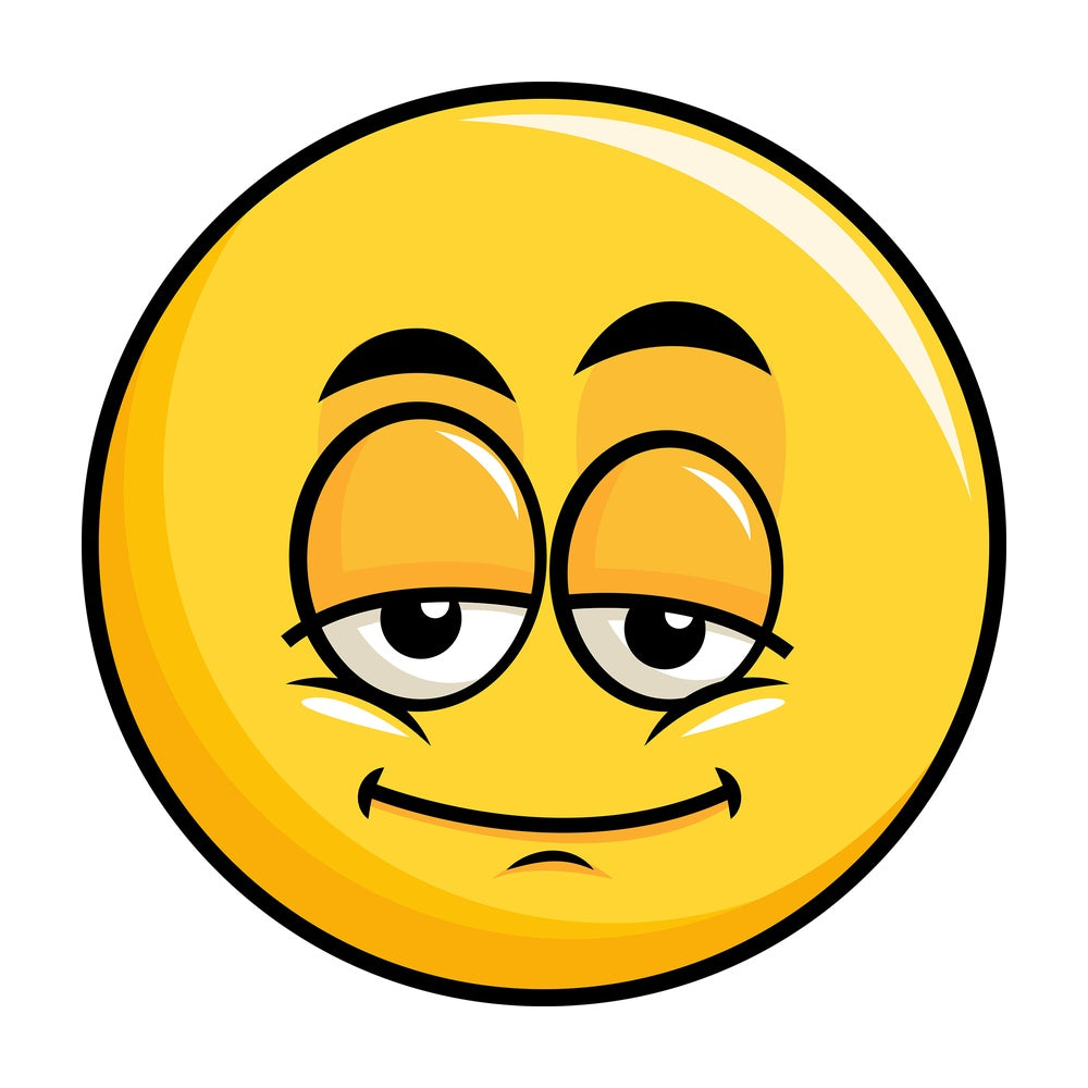 Sleepy yellow smiley emoticon. PNG - JPG and vector EPS file formats (infinitely scalable). Image isolated on transparent background.