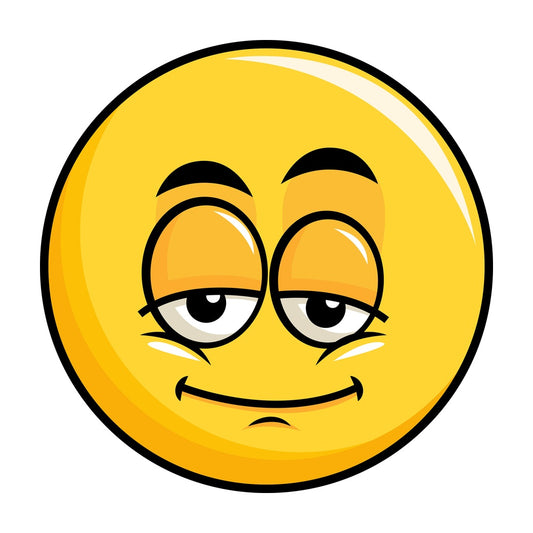 Sleepy yellow smiley emoticon. PNG - JPG and vector EPS file formats (infinitely scalable). Image isolated on transparent background.