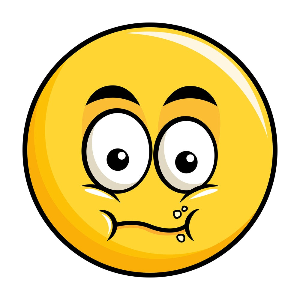 Chewing yellow smiley emoticon. PNG - JPG and vector EPS file formats (infinitely scalable). Image isolated on transparent background.