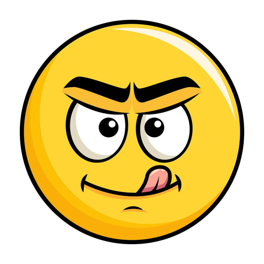 Evil look yellow smiley emoticon. PNG - JPG and vector EPS file formats (infinitely scalable). Image isolated on transparent background.