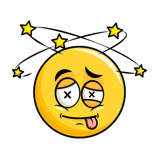 Beaten up yellow smiley emoticon. PNG - JPG and vector EPS file formats (infinitely scalable). Image isolated on transparent background.