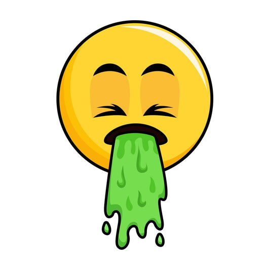 Vomiting yellow smiley emoticon. PNG - JPG and vector EPS file formats (infinitely scalable). Image isolated on transparent background.