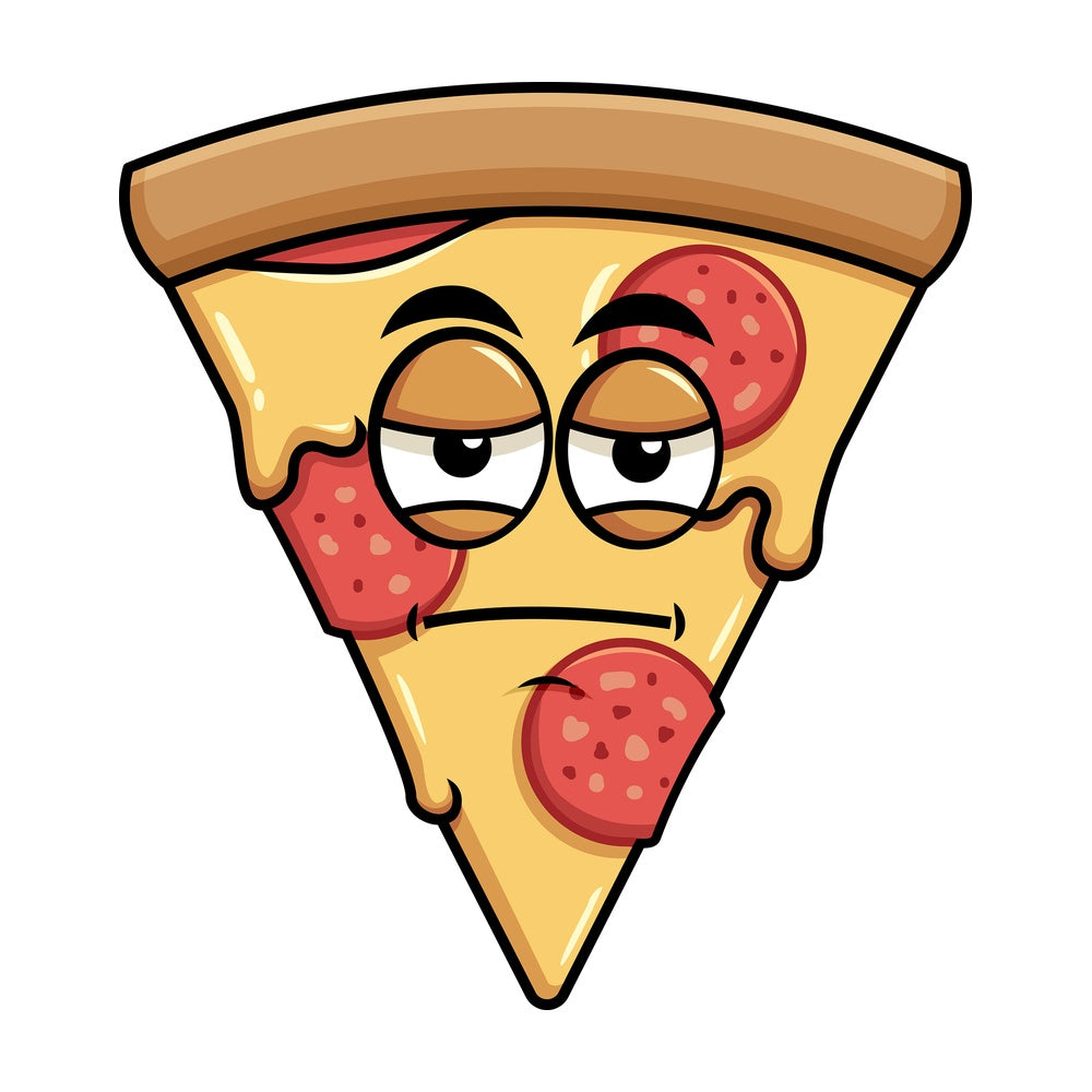 Heavy eyes pizza emoticon. PNG - JPG and vector EPS file formats (infinitely scalable). Image isolated on transparent background.