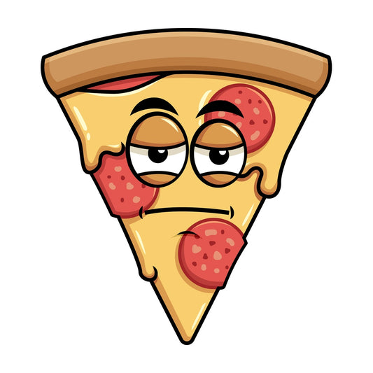 Heavy eyes pizza emoticon. PNG - JPG and vector EPS file formats (infinitely scalable). Image isolated on transparent background.