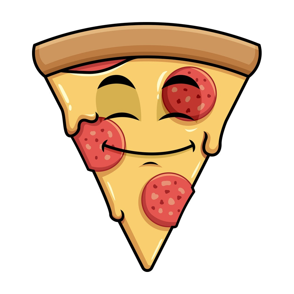 Happy looking pizza emoticon. PNG - JPG and vector EPS file formats (infinitely scalable). Image isolated on transparent background.