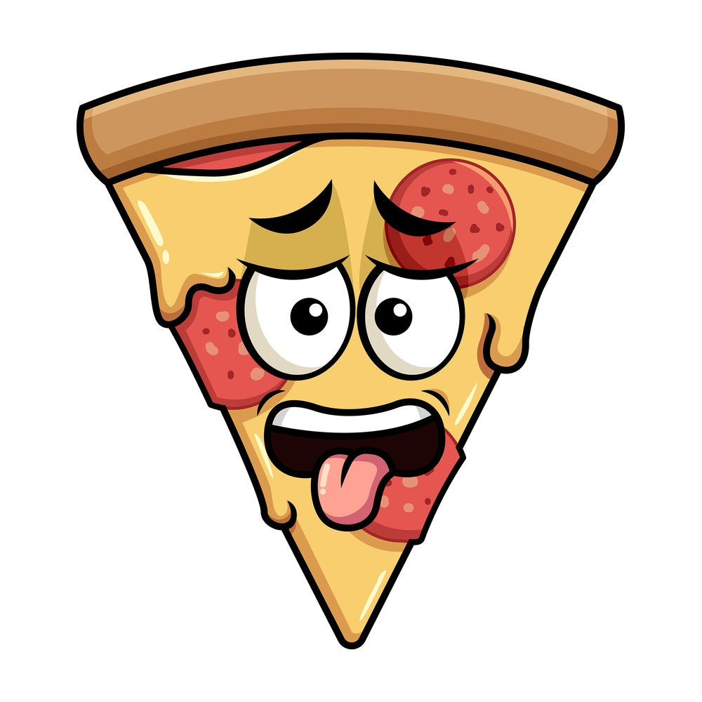 Disgusted pizza emoticon. PNG - JPG and vector EPS file formats (infinitely scalable). Image isolated on transparent background.