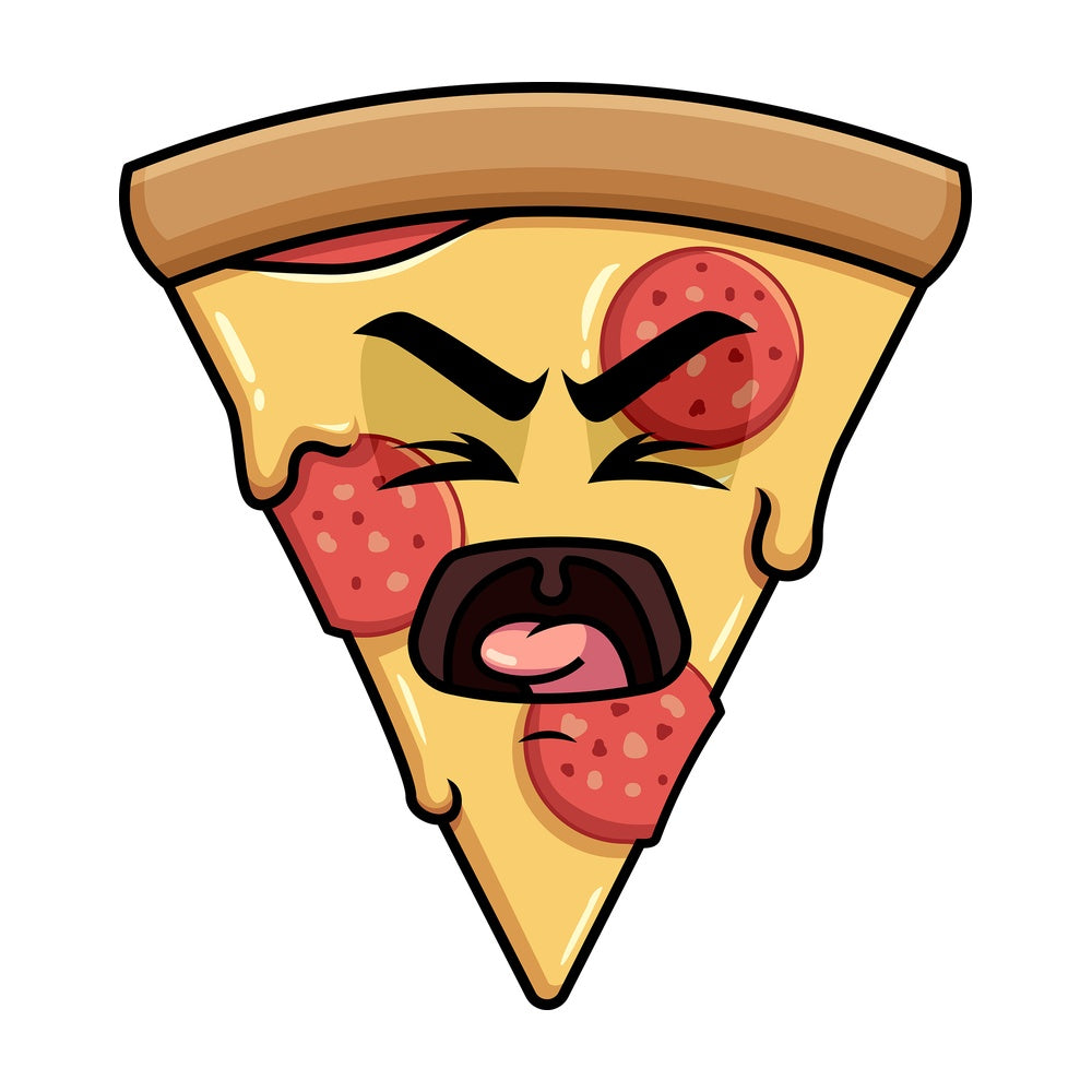 Yelling pizza emoticon. PNG - JPG and vector EPS file formats (infinitely scalable). Image isolated on transparent background.