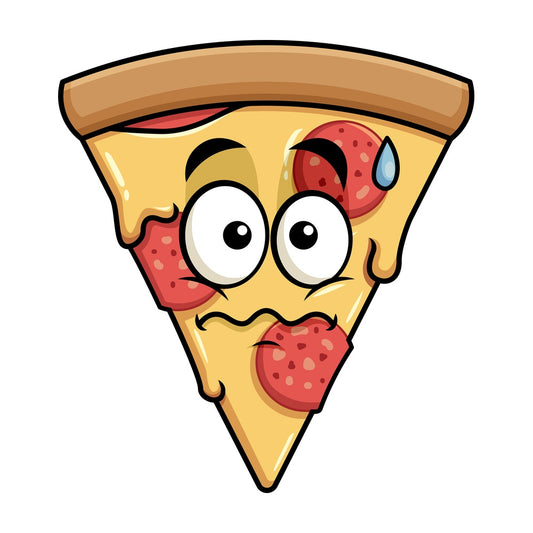 Nervous pizza emoticon. PNG - JPG and vector EPS file formats (infinitely scalable). Image isolated on transparent background.