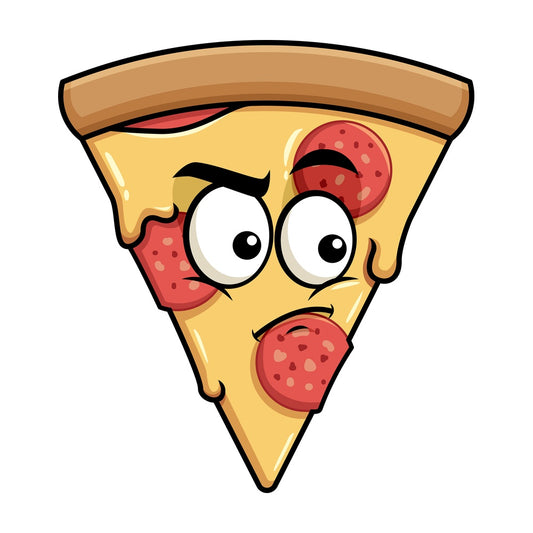 Irritated pizza emoticon. PNG - JPG and vector EPS file formats (infinitely scalable). Image isolated on transparent background.