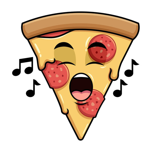 Singing pizza emoticon. PNG - JPG and vector EPS file formats (infinitely scalable). Image isolated on transparent background.