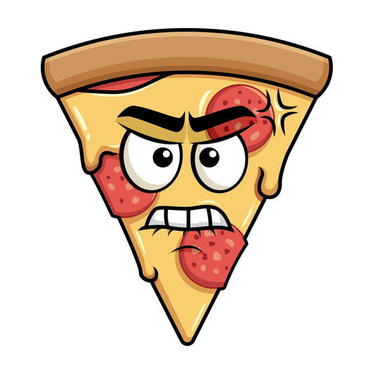 Angry pizza emoticon. PNG - JPG and vector EPS file formats (infinitely scalable). Image isolated on transparent background.