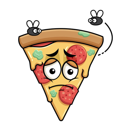 Stinky pizza going bad emoticon. PNG - JPG and vector EPS file formats (infinitely scalable). Image isolated on transparent background.