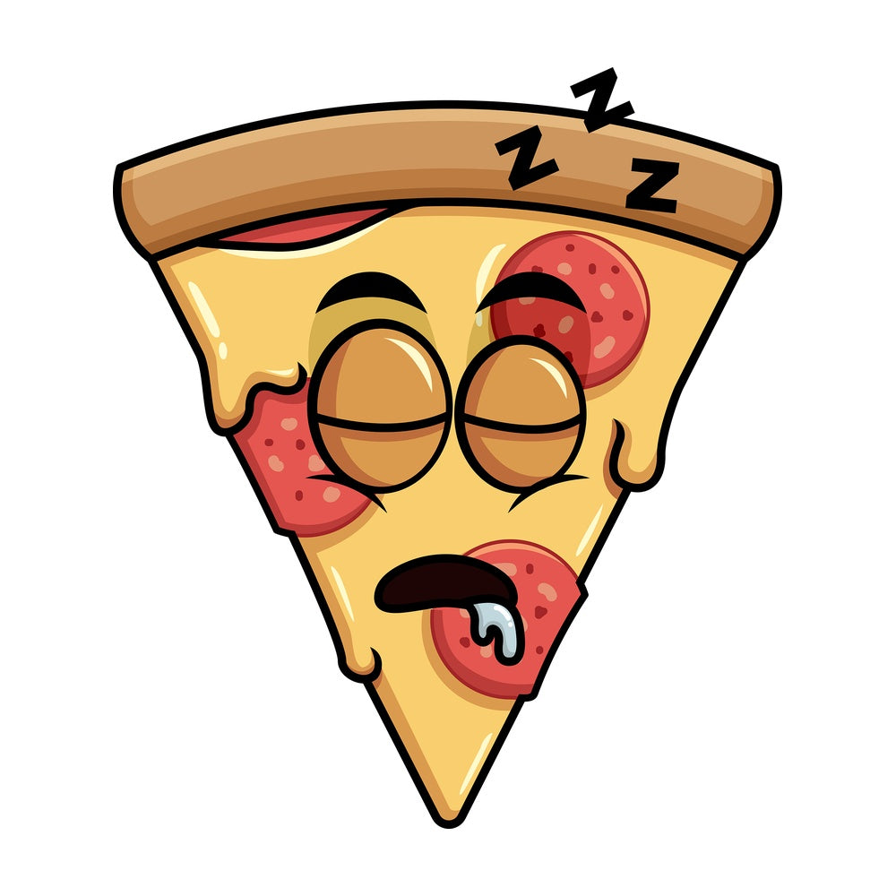 Sleeping pizza emoticon. PNG - JPG and vector EPS file formats (infinitely scalable). Image isolated on transparent background.