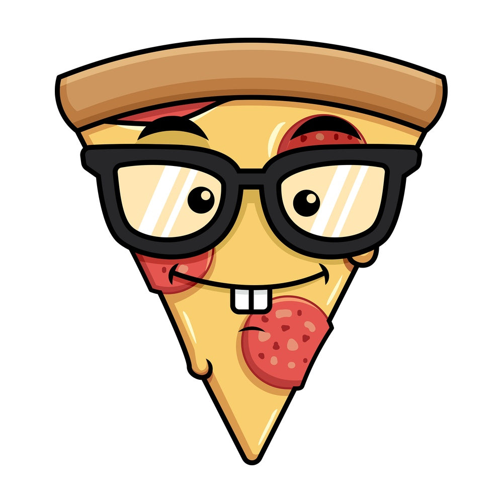 Nerdy pizza emoticon. PNG - JPG and vector EPS file formats (infinitely scalable). Image isolated on transparent background.