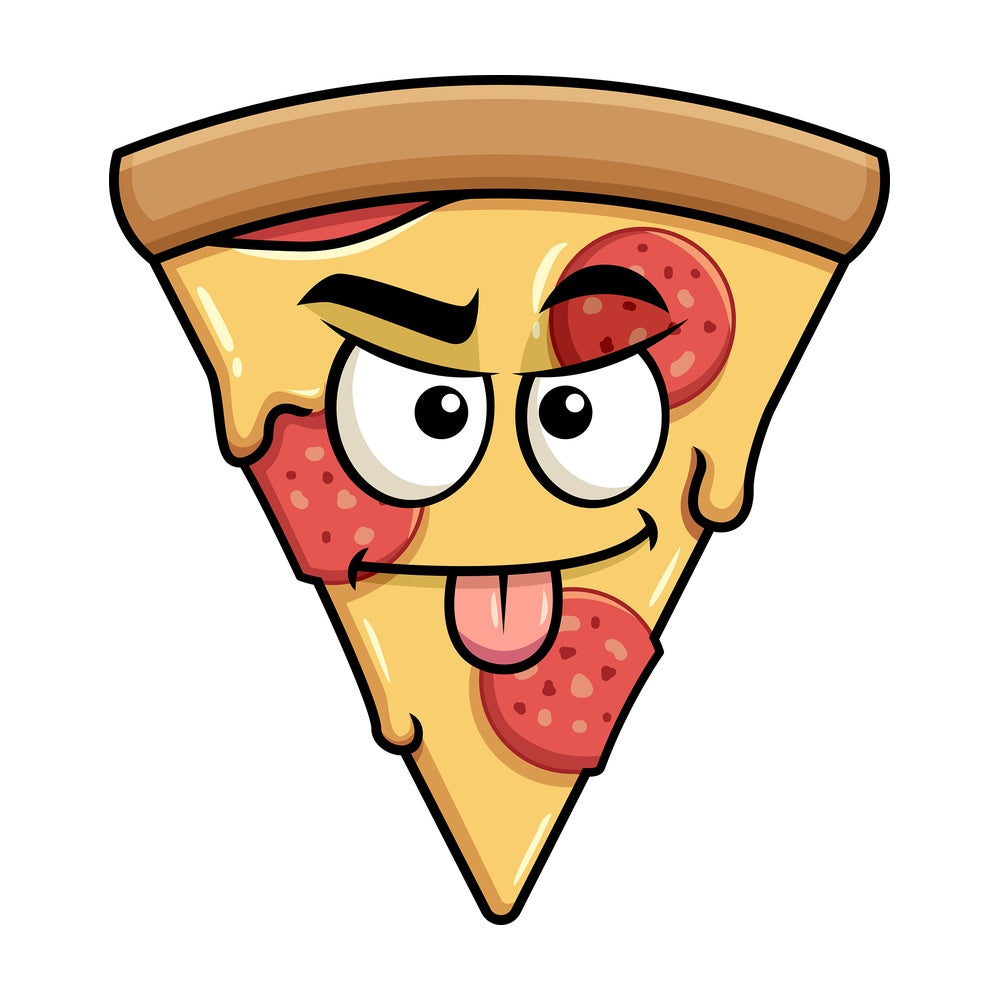 Sarcastic pizza emoticon. PNG - JPG and vector EPS file formats (infinitely scalable). Image isolated on transparent background.