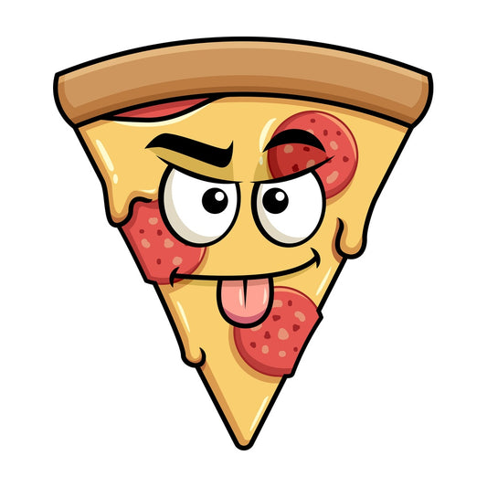 Sarcastic pizza emoticon. PNG - JPG and vector EPS file formats (infinitely scalable). Image isolated on transparent background.