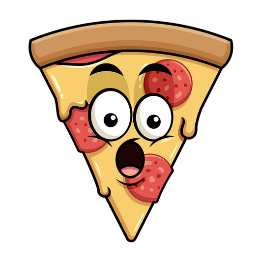 Surprised pizza emoticon. PNG - JPG and vector EPS file formats (infinitely scalable). Image isolated on transparent background.