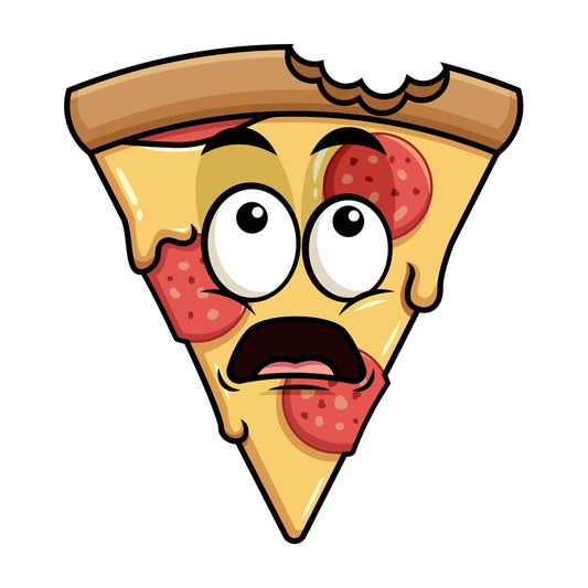 Bitten crust pizza emoticon. PNG - JPG and vector EPS file formats (infinitely scalable). Image isolated on transparent background.