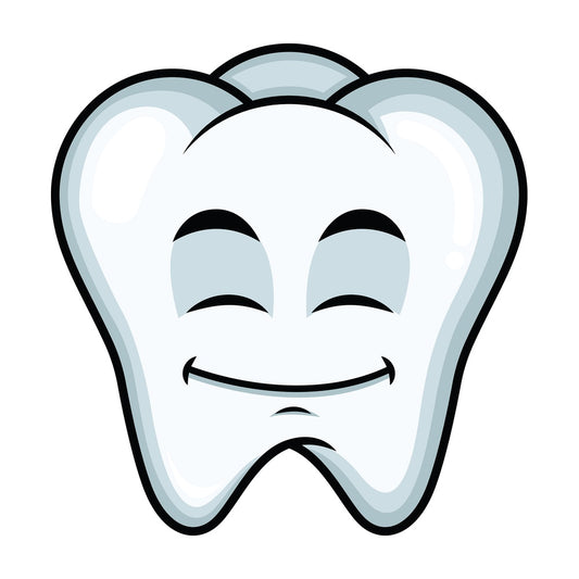 Happy looking tooth emoticon. PNG - JPG and vector EPS file formats (infinitely scalable). Image isolated on transparent background.